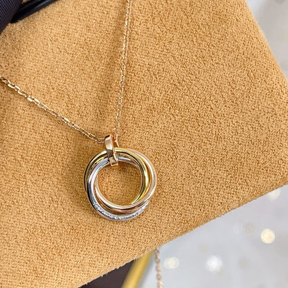 [LOXURA]TRINITY NECKLACE SILVER GOLD PINK GOLD DIAMONDS