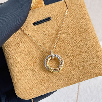 [LOXURA]TRINITY NECKLACE SILVER GOLD PINK GOLD DIAMONDS