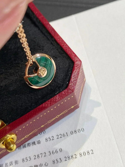 [LOXURA]AMULETTE ROSE GOLD MALACHITE NECKLACE