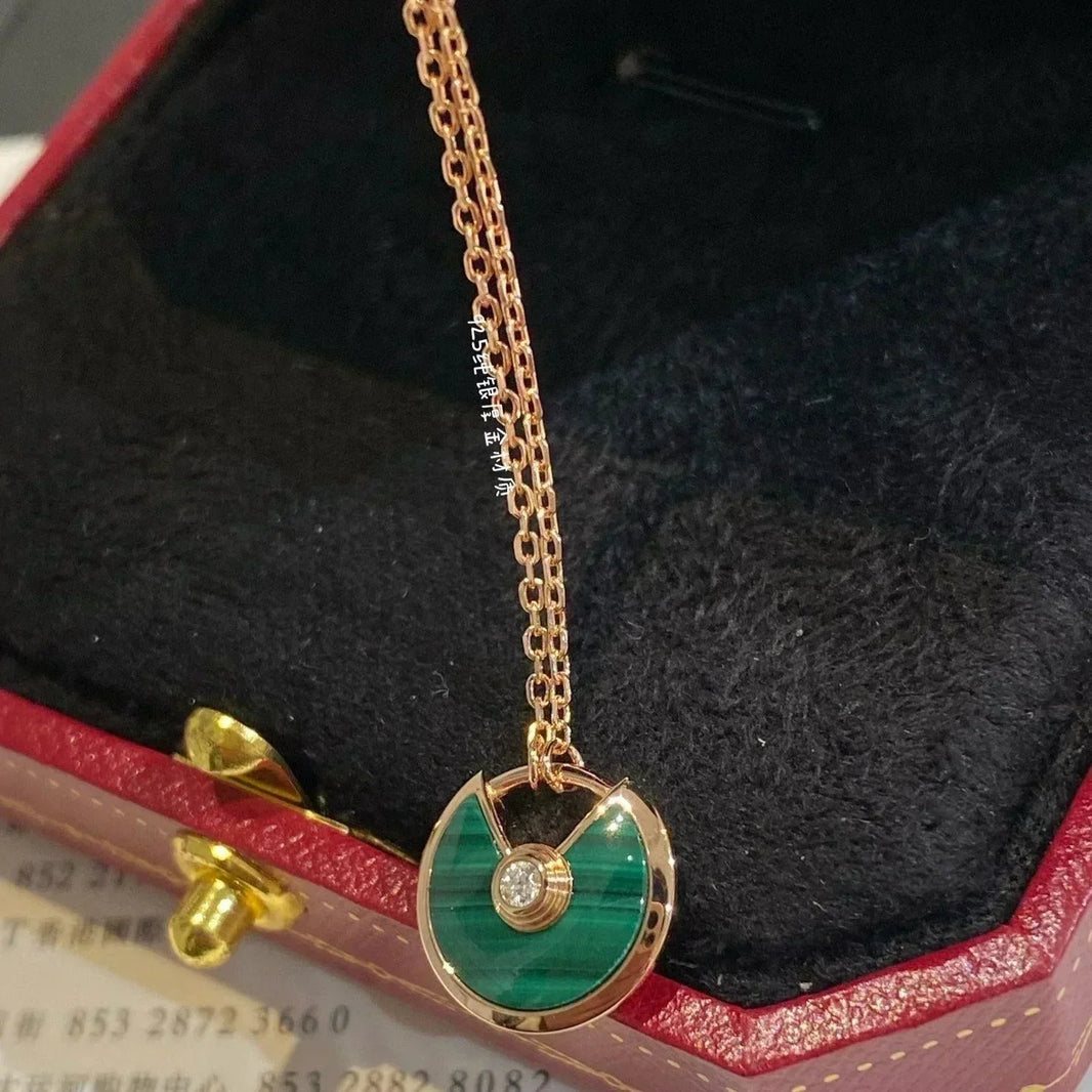 [LOXURA]AMULETTE ROSE GOLD MALACHITE NECKLACE