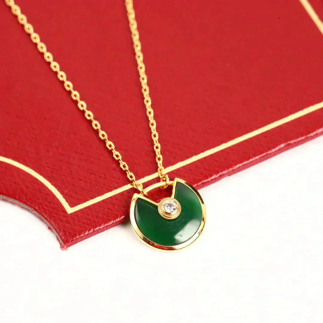 [LOXURA]AMULETTE GOLD MALACHITE NECKLACE