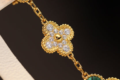 [LOXURA]CLOVER EARRINGS GOLD MALACHITE DIAMOND 3 MOTIF