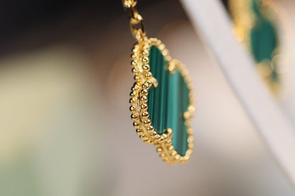 [LOXURA]CLOVER EARRINGS GOLD MALACHITE DIAMOND 3 MOTIF