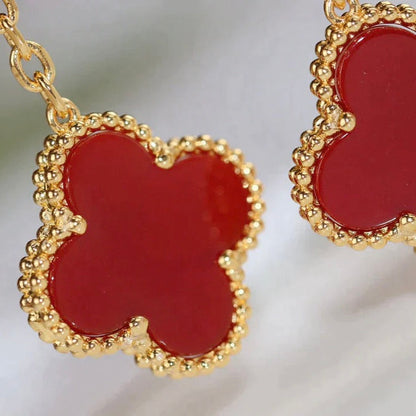 [LOXURA]CLOVER  2 MOTIF  TIGER EYE CARNELIAN EARRINGS