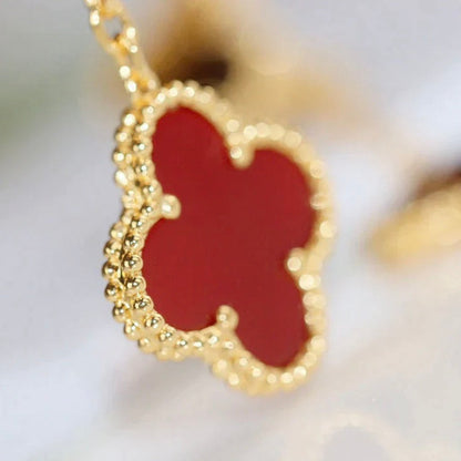 [LOXURA]CLOVER  2 MOTIF  TIGER EYE CARNELIAN EARRINGS