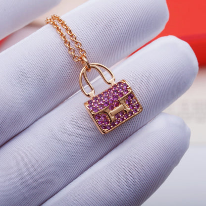 [LOXURA]CONSTANCE PEDANT PURPLE DIAMOND NECKLACE