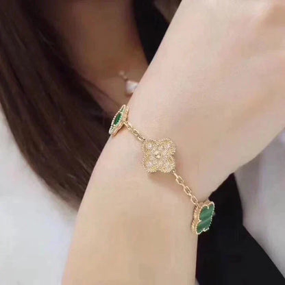 [LOXURA] CLOVER 5 MOTIF MALACHITE BRACELET COLLECTION