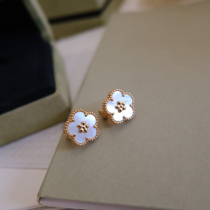 [LOXURA]LUCKY PINK GOLD WHITE MOP EARRINGS