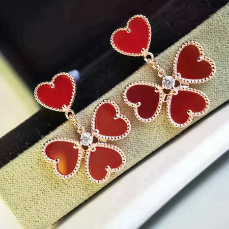 [LOXURA]SWEET CLOVER CARNELIAN EARRINGS
