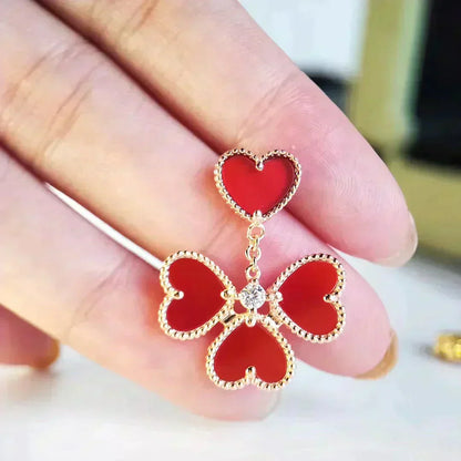 [LOXURA]SWEET CLOVER CARNELIAN EARRINGS