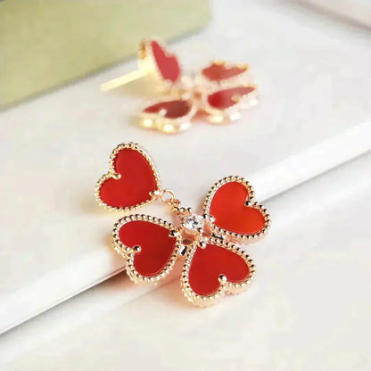 [LOXURA]SWEET CLOVER CARNELIAN EARRINGS