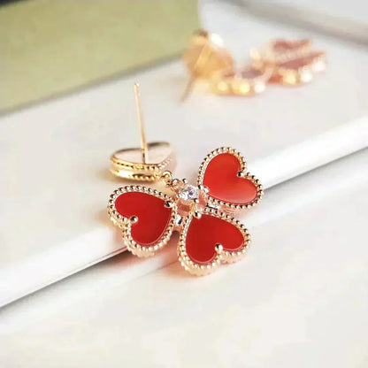 [LOXURA]SWEET CLOVER CARNELIAN EARRINGS