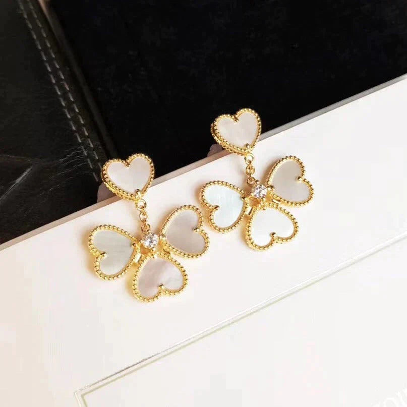 [LOXURA]CLOVER SWEET WHITE MOP EARRINGS