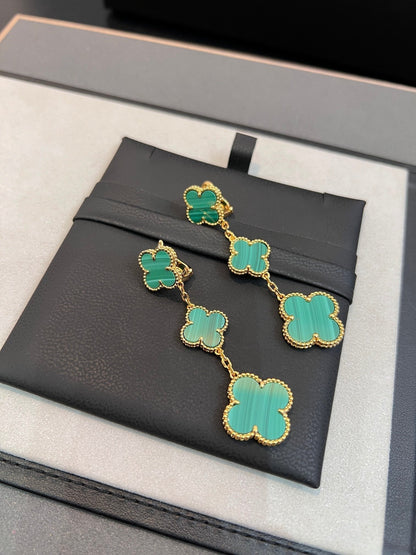 [LOXURA]CLOVER MALACHITE 3 MOTIFS GOLD