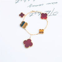 [LOXURA]CLOVER BRACELET 5 MOTIFS CARNELIAN TIGER EYE