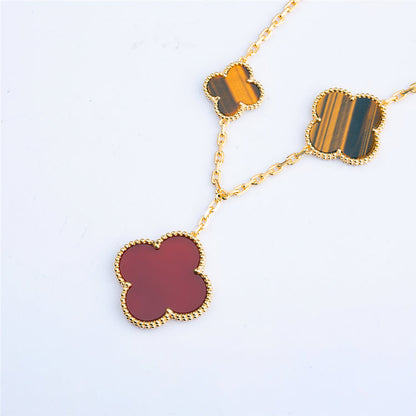 [LOXURA]CLOVER BRACELET 5 MOTIFS CARNELIAN TIGER EYE