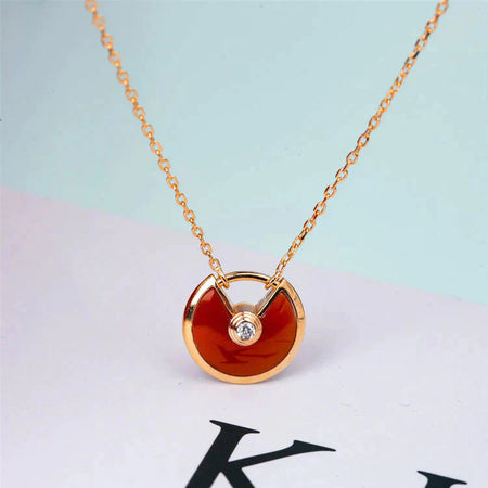 [LOXURA]AMULETTE GOLD CARNELIAN ONYX NECKLACE