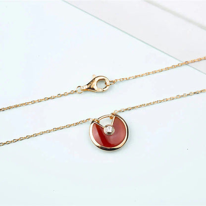 [LOXURA]AMULETTE GOLD CARNELIAN ONYX NECKLACE