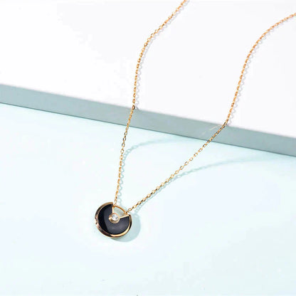 [LOXURA]AMULETTE GOLD CARNELIAN ONYX NECKLACE