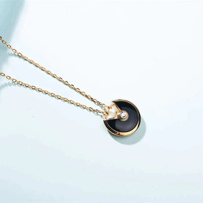 [LOXURA]AMULETTE GOLD CARNELIAN ONYX NECKLACE