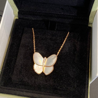 [LOXURA]BUTTERFLY GOLD MOP DIAMOND NECKLACE