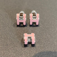 [LOXURA]MINI POP H SILVER EARRINGS PINK