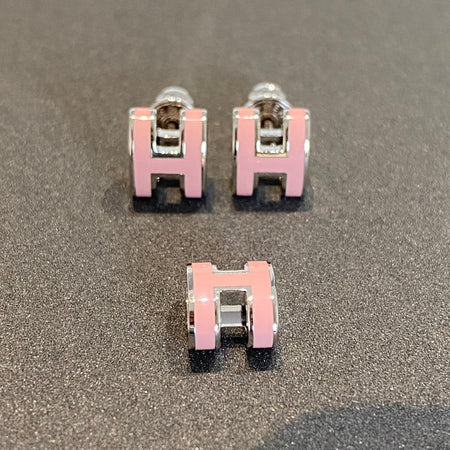 [LOXURA]MINI POP H SILVER EARRINGS PINK