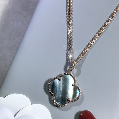 [LOXURA]CLOVER 25MM GOLD DARK MOP BIG CLOVER NECKLACE