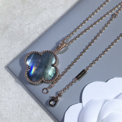 [LOXURA]CLOVER 25MM GOLD DARK MOP BIG CLOVER NECKLACE