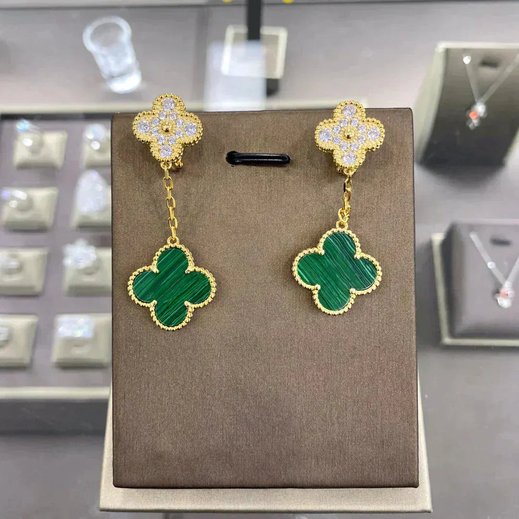 [LOXURA]CLOVER  2 MOTIFS  DIAMOND  EARRINGS (MULTIPLE CHOICESç´