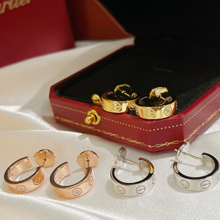 [LOXURA]LOVE EARRINGS 5.7MM 2 DIAMONDS