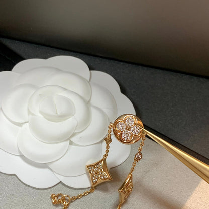 [LOXURA]STAR AND SUN 4 MOTIFS GOLD DIAMONDS BRACELET