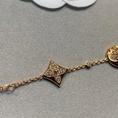 [LOXURA]STAR AND SUN 4 MOTIFS GOLD DIAMONDS BRACELET