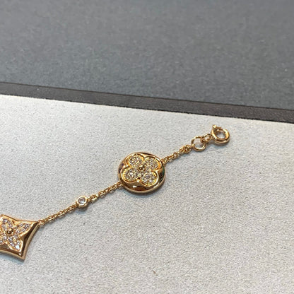 [LOXURA]STAR AND SUN 4 MOTIFS GOLD DIAMONDS BRACELET