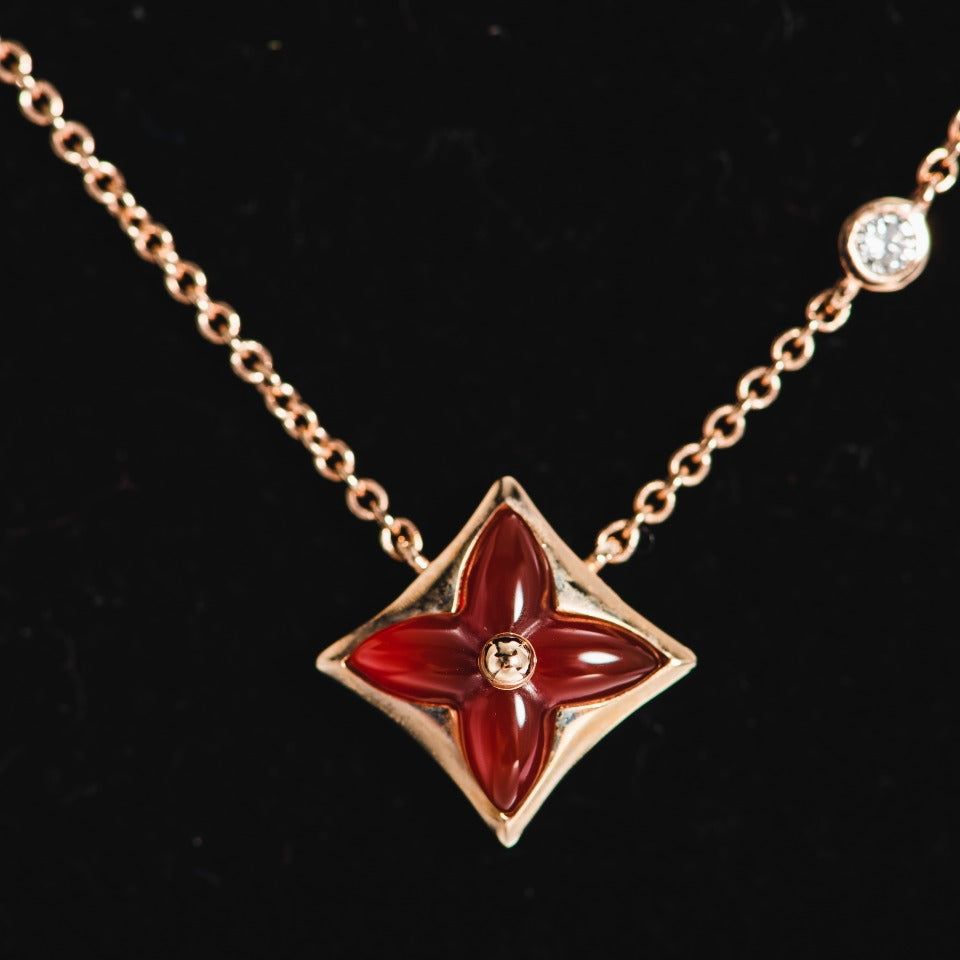 [LOXURA]STAR NECKLACE PINK GOLD 1 DIAMOND