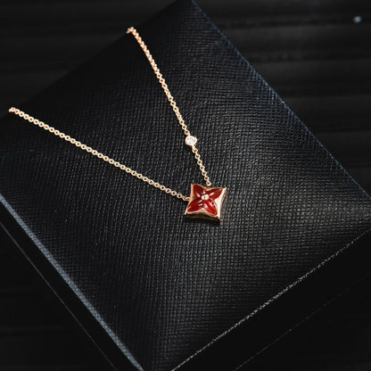 [LOXURA]STAR NECKLACE PINK GOLD 1 DIAMOND