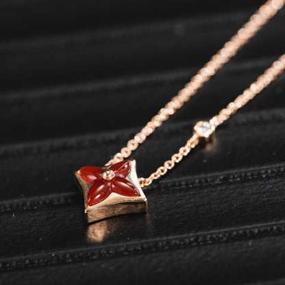 [LOXURA]STAR NECKLACE PINK GOLD 1 DIAMOND
