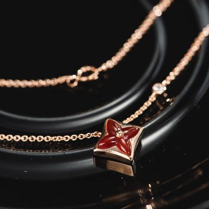 [LOXURA]STAR NECKLACE PINK GOLD 1 DIAMOND