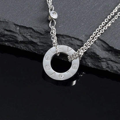 [LOXURA]LOVE NECKLACE 16MM 2 DIAMONDS