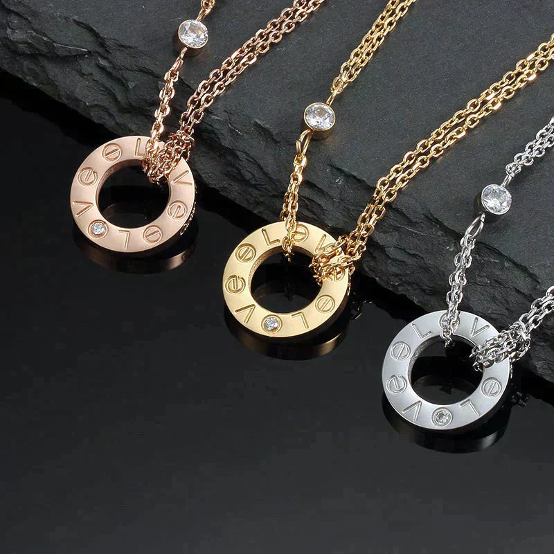 [LOXURA]LOVE NECKLACE 16MM 2 DIAMONDS
