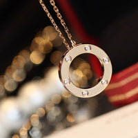 [LOXURA]LOVE NECKLACE 16MM 6 DIAMONDS PINK GOLD