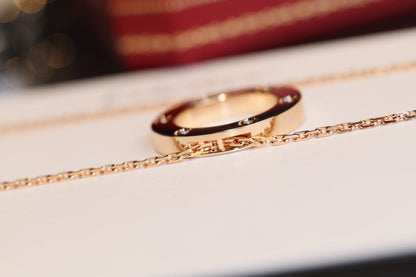 [LOXURA]LOVE NECKLACE 16MM 6 DIAMONDS PINK GOLD