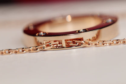 [LOXURA]LOVE NECKLACE 16MM 6 DIAMONDS PINK GOLD