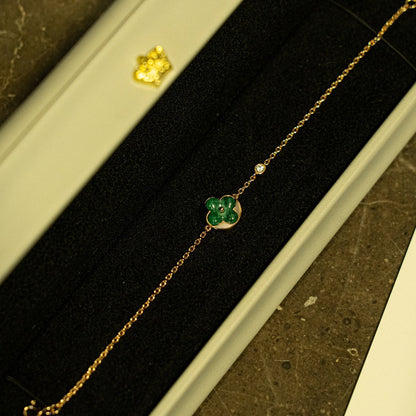 [LOXURA]SUN MALACHITE 1 DIAMOND PINK GOLD BRACELET