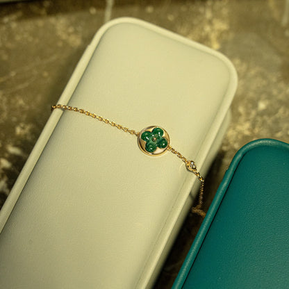 [LOXURA]SUN MALACHITE 1 DIAMOND PINK GOLD BRACELET
