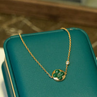 [LOXURA]SUN MALACHITE 1 DIAMOND PINK GOLD BRACELET