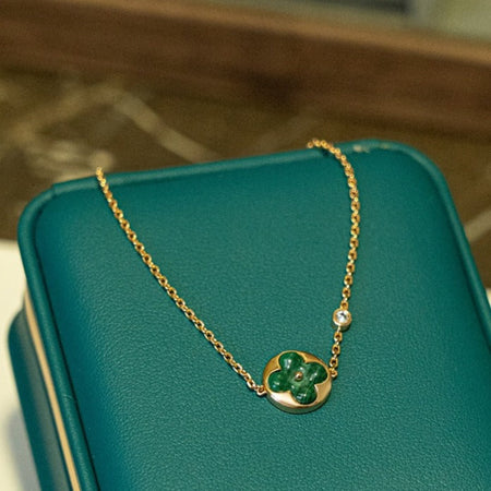 [LOXURA]SUN MALACHITE 1 DIAMOND PINK GOLD BRACELET