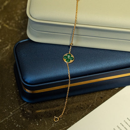 [LOXURA]SUN MALACHITE 1 DIAMOND PINK GOLD BRACELET
