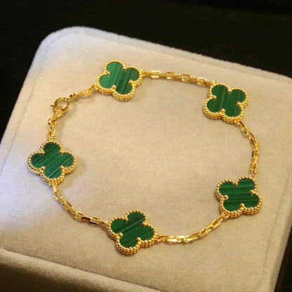 [LOXURA] CLOVER 5 MOTIF MALACHITE BRACELET COLLECTION