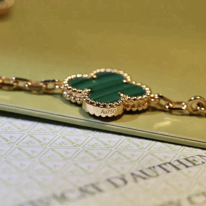 [LOXURA] CLOVER 5 MOTIF MALACHITE BRACELET COLLECTION